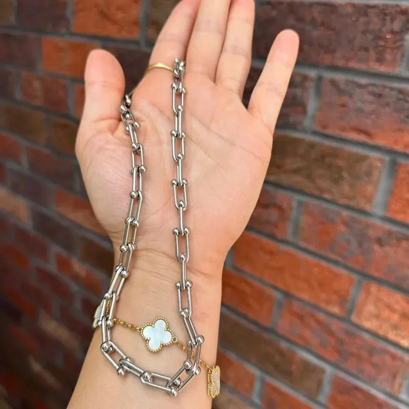 Hardware Gold Graduated Link STAINLESS STEEL Waterproof Necklace - Picture 4 of 13